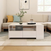 vidaXL Soffbord vit högglans 102x55x42 cm konstruerat trä