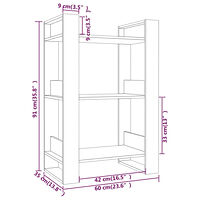 vidaXL Bokhylla/Rumsavdelare 60x35x91 cm massiv furu