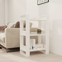 vidaXL Bokhylla/Rumsavdelare vit 60x35x91 cm massiv furu