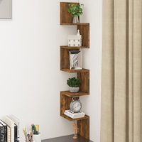 vidaXL Vägghörnhylla rökfärgad ek 20x20x127,5 cm konstruerat trä