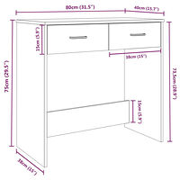 vidaXL Skrivbord rökfärgad ek 80x40x75 cm konstruerat trä