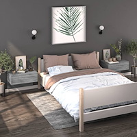 vidaXL Väggmonterade sängbord 2 st grå sonoma