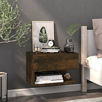 vidaXL Väggmonterat sängbord rökfärgad ek