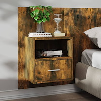 vidaXL Väggmonterat sängbord rökfärgad ek