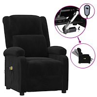 vidaXL Elektrisk massagefåtölj svart sammet