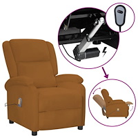 vidaXL Elektrisk massagefåtölj brun sammet