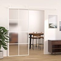 vidaXL Skjutdörr frostat ESG-glas och aluminium 90x205 cm vit