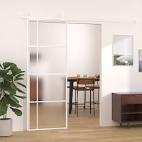 vidaXL Skjutdörr frostat ESG-glas och aluminium 76x205 cm vit