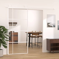 vidaXL Skjutdörr ESG-glas och aluminium 90x205 cm vit