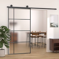 vidaXL Skjutdörr frostat ESG-glas och aluminium 102,5x205 cm svart