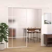 vidaXL Skjutdörr frostat ESG-glas och aluminium 102,5x205 cm vit