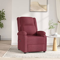 vidaXL Elektrisk reclinerfåtölj vinröd tyg