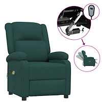 vidaXL Massagefåtölj mörkgrön tyg