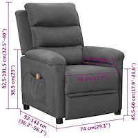 vidaXL Massagefåtölj ljusgrå tyg