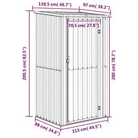vidaXL Trädgårdsskjul antracit 118,5x97x209,5 cm galvaniserat stål