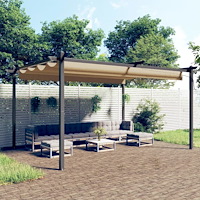 vidaXL Paviljong med infällbart tak 4x3 m taupe