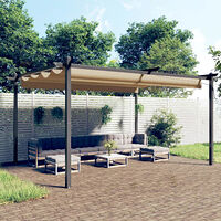 vidaXL Paviljong med infällbart tak 4x3 m taupe