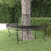 vidaXL Halvrund trädbänk Ø160 cm svart stål
