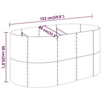 vidaXL Odlingslåda pulverlackerat stål 152x80x68 cm antracit