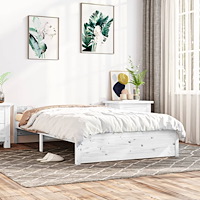 vidaXL Sängram vit massivt trä 135x190 cm