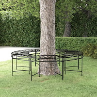 vidaXL Rund trädbänk Ø160 cm svart stål