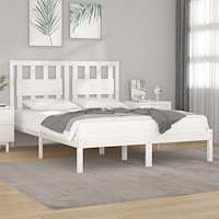 vidaXL Sängram vit massiv furu 135x190 cm