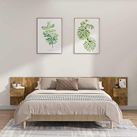 vidaXL Sänggavel med lådor rökfärgad ek konstruerat trä