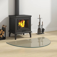 vidaXL Glasskiva för öppen spis halvrund 800x500 mm