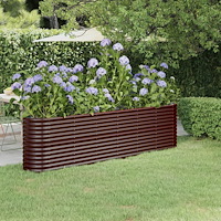 vidaXL Odlingslåda galvaniserat stål 260x40x68 cm brun