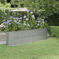 vidaXL Odlingslåda galvaniserat stål 260x40x68 cm silver