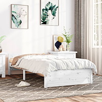 vidaXL Sängram vit massivt trä 100x200 cm