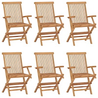vidaXL Hopfällbara trädgårdsstolar 6 st massiv teak