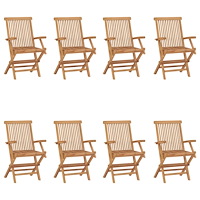 vidaXL Hopfällbara trädgårdsstolar 8 st massiv teak