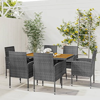 vidaXL Matgrupp för trädgården 7 delar konstrotting grå