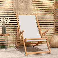 vidaXL Hopfällbar strandstol massiv teak gräddvit