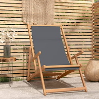 vidaXL Hopfällbar strandstol massiv teak grå