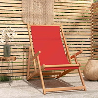 vidaXL Hopfällbar strandstol massiv teak röd