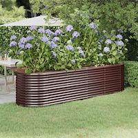 vidaXL Odlingslåda galvaniserat stål 296x80x68 cm brun