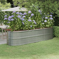 vidaXL Odlingslåda galvaniserat stål 296x80x68 cm silver