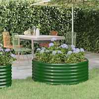 vidaXL Odlingslåda galvaniserat stål 100x100x36 cm grön