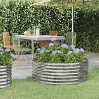 vidaXL Odlingslåda galvaniserat stål 100x100x36 cm silver