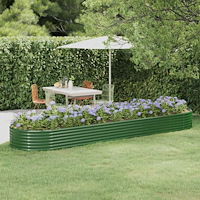 vidaXL Odlingslåda galvaniserat stål 396x100x36 cm grön