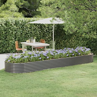 vidaXL Odlingslåda galvaniserat stål 396x100x36 cm grå