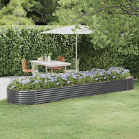 vidaXL Odlingslåda galvaniserat stål 396x100x36 cm antracit