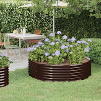 vidaXL Odlingslåda galvaniserat stål 140x140x36 cm brun