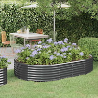 vidaXL Odlingslåda galvaniserat stål 214x140x36 cm antracit