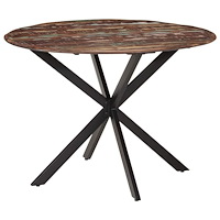 vidaXL Matbord Ø110x78 cm massivt återvunnet trä och stål