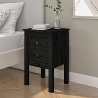vidaXL Sängbord svart 40x35x61,5 cm massiv furu