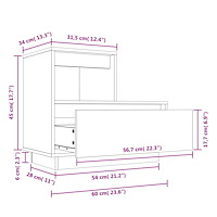 vidaXL Sängbord 60x34x51 cm massiv furu