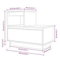vidaXL Sängbord 60x34x51 cm massiv furu